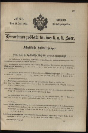 Verordnungsblatt für das Kaiserlich-Königliche Heer 19030718 Seite: 11