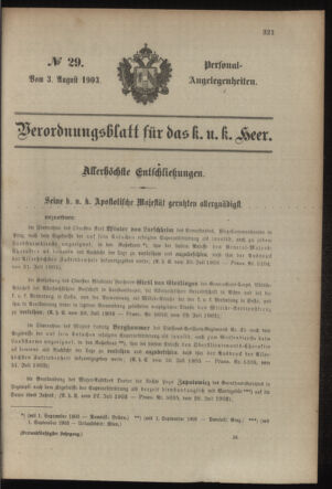 Verordnungsblatt für das Kaiserlich-Königliche Heer 19030803 Seite: 11