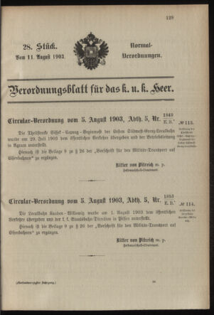 Verordnungsblatt für das Kaiserlich-Königliche Heer 19030811 Seite: 1