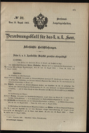 Verordnungsblatt für das Kaiserlich-Königliche Heer 19030819 Seite: 31