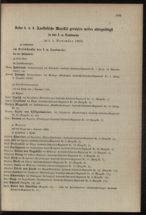 Verordnungsblatt für das Kaiserlich-Königliche Heer 19031121 Seite: 19