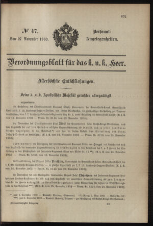 Verordnungsblatt für das Kaiserlich-Königliche Heer 19031127 Seite: 13