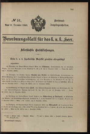 Verordnungsblatt für das Kaiserlich-Königliche Heer 19031212 Seite: 5