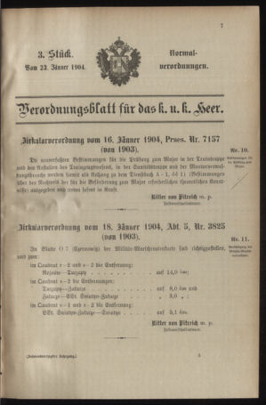 Verordnungsblatt für das Kaiserlich-Königliche Heer 19040123 Seite: 1