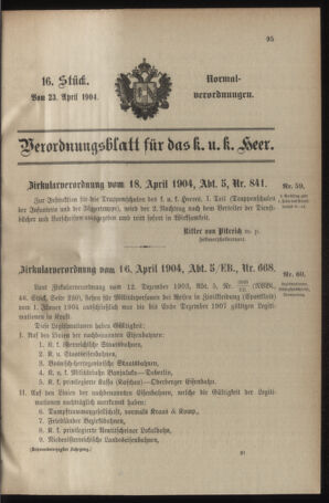 Verordnungsblatt für das Kaiserlich-Königliche Heer