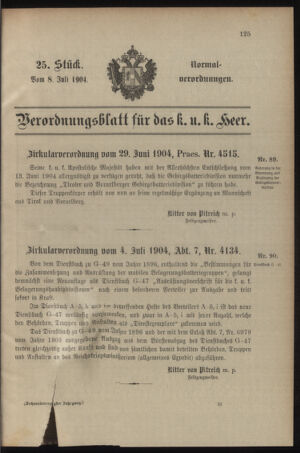 Verordnungsblatt für das Kaiserlich-Königliche Heer 19040708 Seite: 1