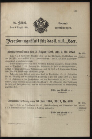 Verordnungsblatt für das Kaiserlich-Königliche Heer 19040809 Seite: 1