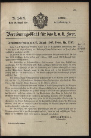 Verordnungsblatt für das Kaiserlich-Königliche Heer 19040818 Seite: 1