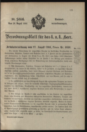 Verordnungsblatt für das Kaiserlich-Königliche Heer