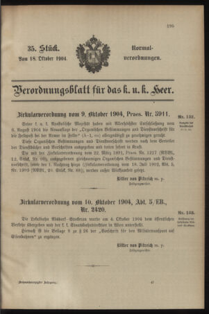 Verordnungsblatt für das Kaiserlich-Königliche Heer 19041018 Seite: 1