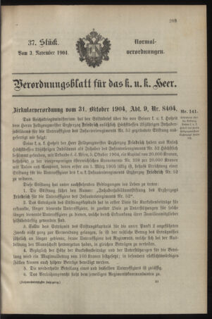 Verordnungsblatt für das Kaiserlich-Königliche Heer 19041103 Seite: 1