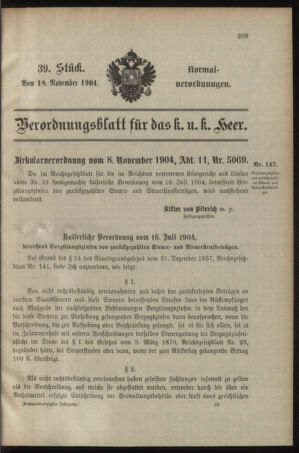 Verordnungsblatt für das Kaiserlich-Königliche Heer 19041118 Seite: 1