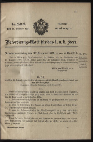 Verordnungsblatt für das Kaiserlich-Königliche Heer 19041231 Seite: 1