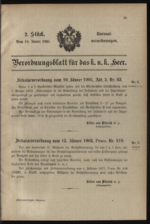 Verordnungsblatt für das Kaiserlich-Königliche Heer 19050118 Seite: 1