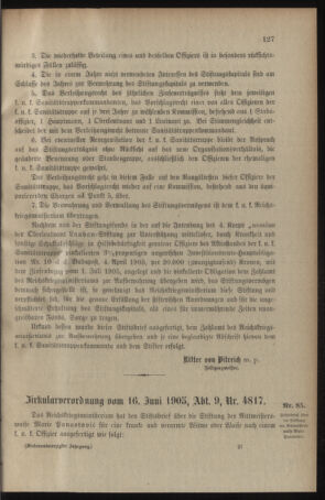 Verordnungsblatt für das Kaiserlich-Königliche Heer 19050617 Seite: 5