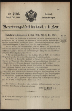 Verordnungsblatt für das Kaiserlich-Königliche Heer 19050708 Seite: 7