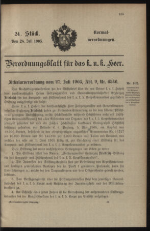 Verordnungsblatt für das Kaiserlich-Königliche Heer 19050728 Seite: 1