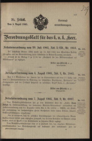 Verordnungsblatt für das Kaiserlich-Königliche Heer 19050808 Seite: 1