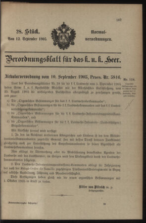 Verordnungsblatt für das Kaiserlich-Königliche Heer 19050912 Seite: 1