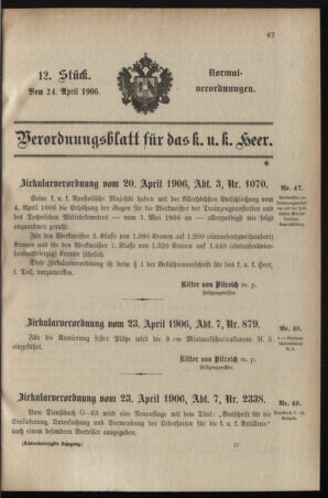 Verordnungsblatt für das Kaiserlich-Königliche Heer