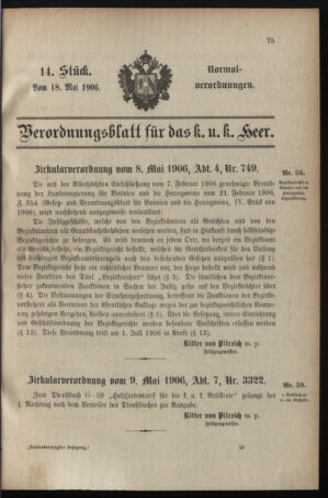 Verordnungsblatt für das Kaiserlich-Königliche Heer 19060518 Seite: 1