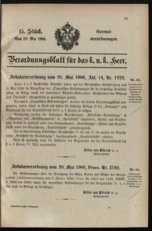 Verordnungsblatt für das Kaiserlich-Königliche Heer 19060528 Seite: 1