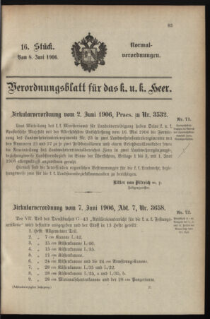 Verordnungsblatt für das Kaiserlich-Königliche Heer