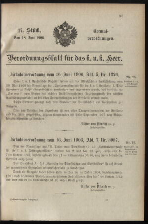 Verordnungsblatt für das Kaiserlich-Königliche Heer