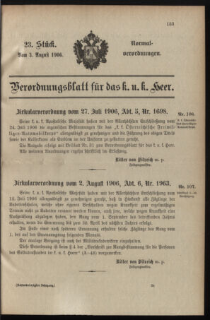 Verordnungsblatt für das Kaiserlich-Königliche Heer