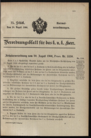 Verordnungsblatt für das Kaiserlich-Königliche Heer 19060828 Seite: 1