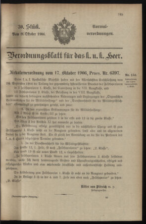 Verordnungsblatt für das Kaiserlich-Königliche Heer 19061018 Seite: 1