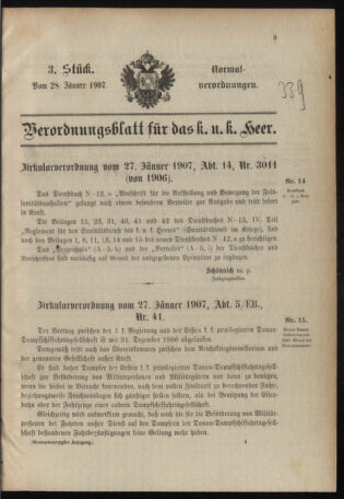 Verordnungsblatt für das Kaiserlich-Königliche Heer 19070128 Seite: 1