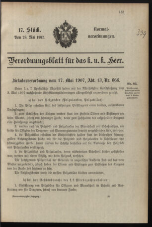 Verordnungsblatt für das Kaiserlich-Königliche Heer 19070528 Seite: 5