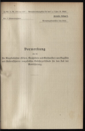 Verordnungsblatt für das Kaiserlich-Königliche Heer 19070708 Seite: 21