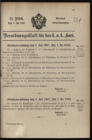 Verordnungsblatt für das Kaiserlich-Königliche Heer 19070708 Seite: 25