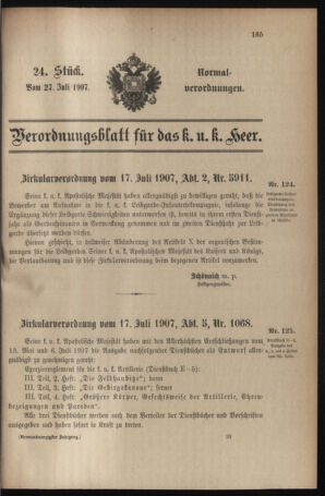 Verordnungsblatt für das Kaiserlich-Königliche Heer 19070727 Seite: 1