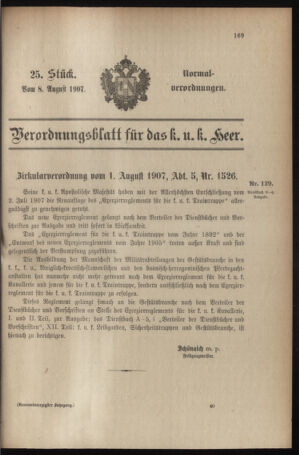 Verordnungsblatt für das Kaiserlich-Königliche Heer 19070808 Seite: 1