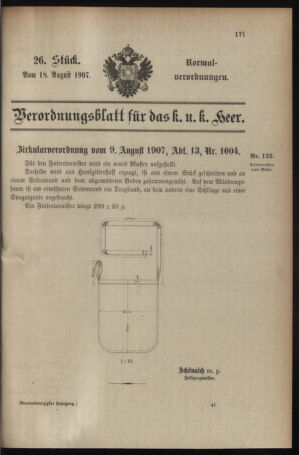 Verordnungsblatt für das Kaiserlich-Königliche Heer 19070818 Seite: 1