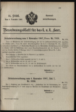 Verordnungsblatt für das Kaiserlich-Königliche Heer 19071108 Seite: 1