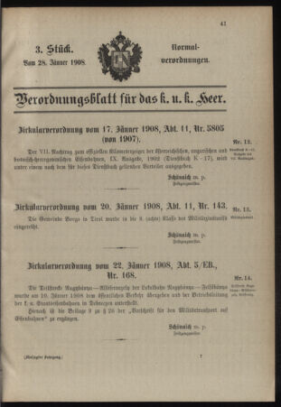 Verordnungsblatt für das Kaiserlich-Königliche Heer 19080128 Seite: 1