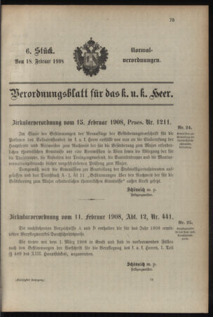 Verordnungsblatt für das Kaiserlich-Königliche Heer 19080218 Seite: 1