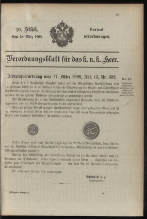 Verordnungsblatt für das Kaiserlich-Königliche Heer 19080328 Seite: 1