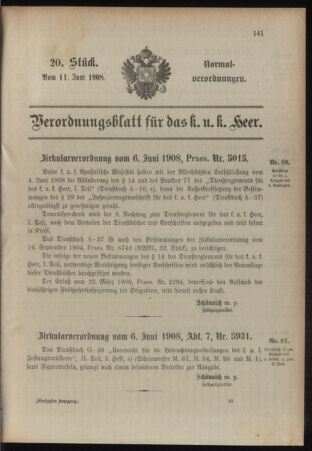 Verordnungsblatt für das Kaiserlich-Königliche Heer