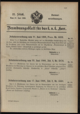 Verordnungsblatt für das Kaiserlich-Königliche Heer