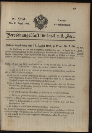 Verordnungsblatt für das Kaiserlich-Königliche Heer