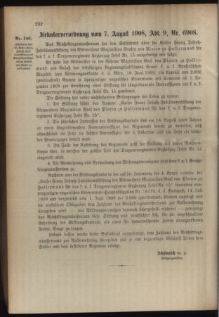 Verordnungsblatt für das Kaiserlich-Königliche Heer 19080818 Seite: 14