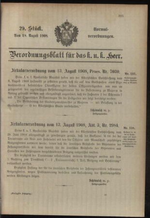 Verordnungsblatt für das Kaiserlich-Königliche Heer 19080818 Seite: 7