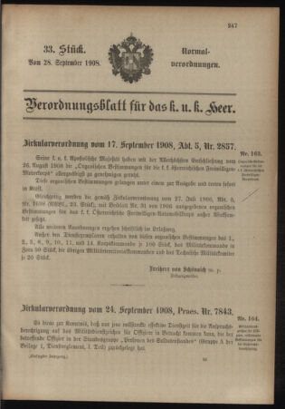 Verordnungsblatt für das Kaiserlich-Königliche Heer 19080928 Seite: 1