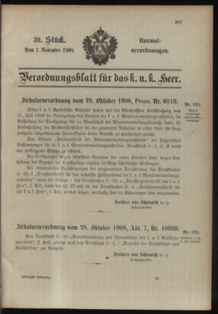 Verordnungsblatt für das Kaiserlich-Königliche Heer