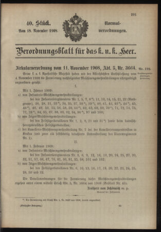 Verordnungsblatt für das Kaiserlich-Königliche Heer 19081118 Seite: 1